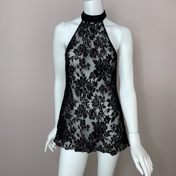 Leg Avenue see-through lace halter top shirt - Picture 1 of 4